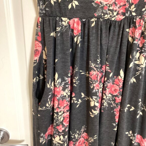12 pm by Mon Ami Women's Maxi Long Gray Floral Dress Stretchy Cottage Core - Picture 4 of 10